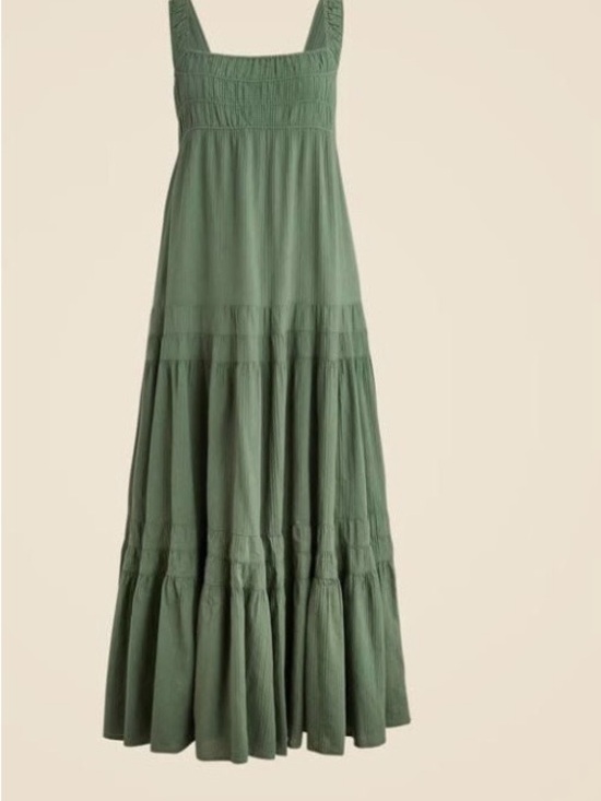 J. Crew Dresses & Skirts - J Crew Green Tiered Airy Maxi Dress